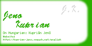 jeno kuprian business card